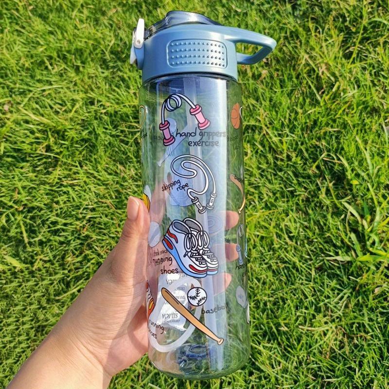 800ml Cartoon Water Bottle Portable Travel BPA-Free for Outdoor Activities