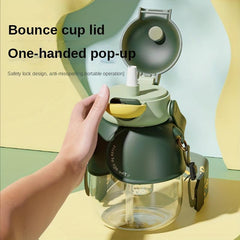Cartoon Water Bottle with Infuser and Strap Portable Drinking Cup