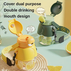 Cartoon Water Bottle with Infuser and Strap Portable Drinking Cup