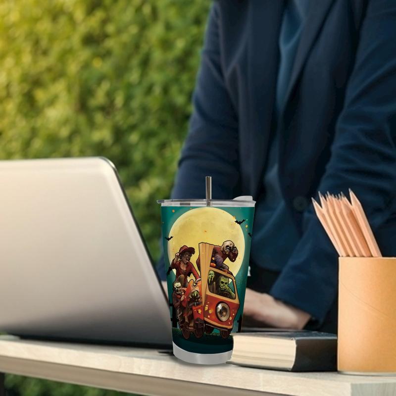20oz Halloween Skull Tumbler Insulated Water Bottle Stainless Steel Car Cup