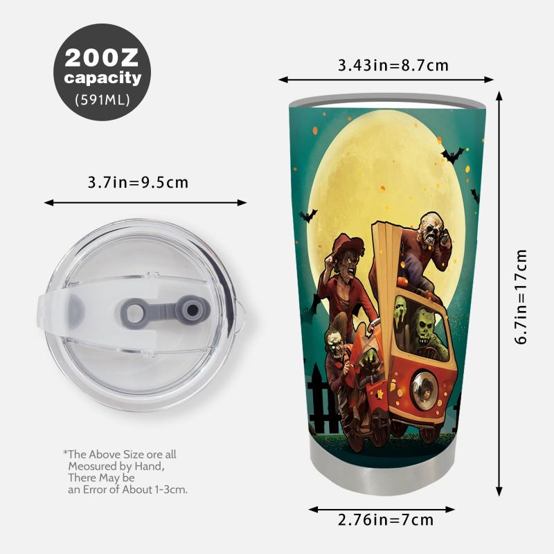 20oz Halloween Skull Tumbler Insulated Water Bottle Stainless Steel Car Cup