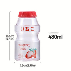 480ml Fruit Pattern Plastic Water Bottle Children's Milk Water Cup BPA