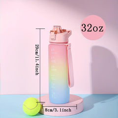 1L Motivational Water Bottle With Time Marker & Strainer