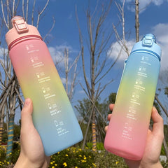 1L Motivational Water Bottle With Time Marker & Strainer