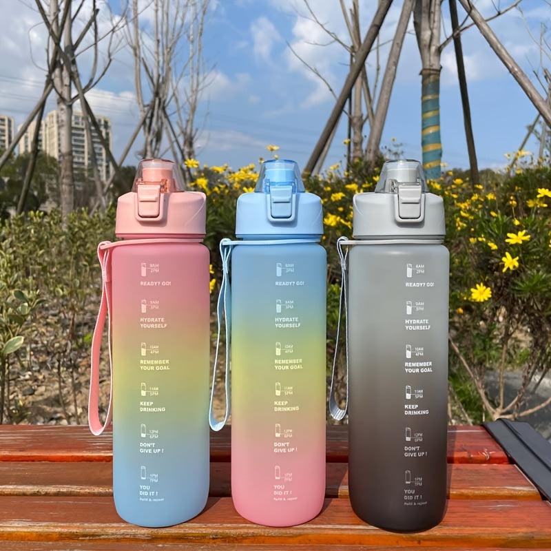 1L Motivational Water Bottle With Time Marker & Strainer