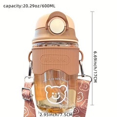 Animal Water Bottle with Adjustable Strap for Outdoor Camping 20-29oz 600ml