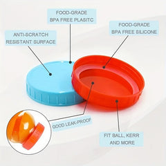8pcs Reusable Mason Jar Lids Leak-proof Glass Caps for Kitchen Storage