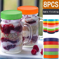 8pcs Reusable Mason Jar Lids Leak-proof Glass Caps for Kitchen Storage
