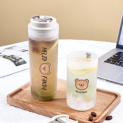 350ml 500ml Transparent Plastic Water Bottles with Cartoon Design