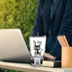 Stuck Cat Tumbler 20oz Stainless Steel Water Bottle with Lid