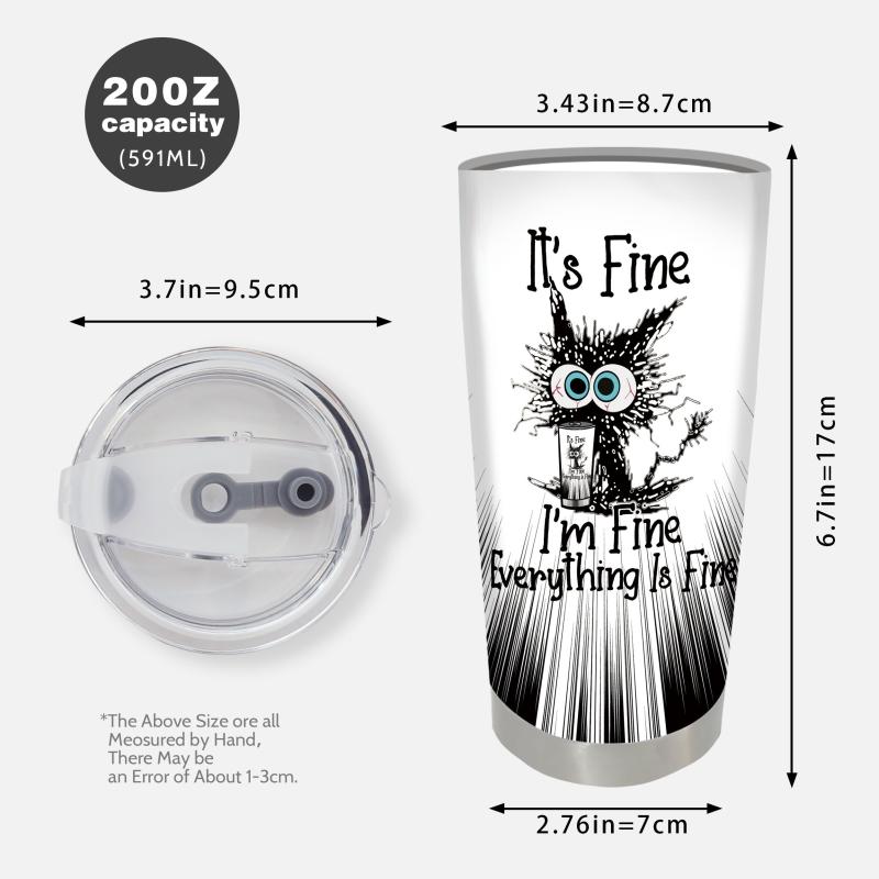 Stuck Cat Tumbler 20oz Stainless Steel Water Bottle with Lid