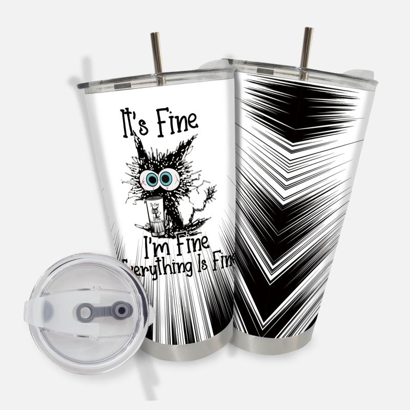 Stuck Cat Tumbler 20oz Stainless Steel Water Bottle with Lid