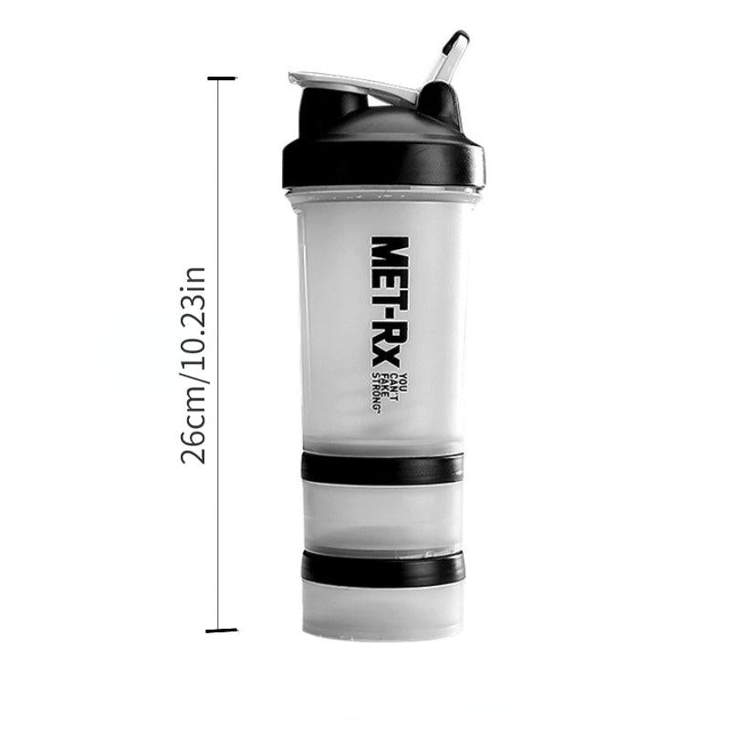 500ml 3-Layer Water Bottle with Powder & Medicine Box