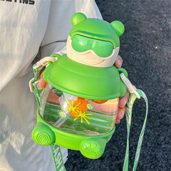 Cartoon Bear Water Bottle with Straw 900ml