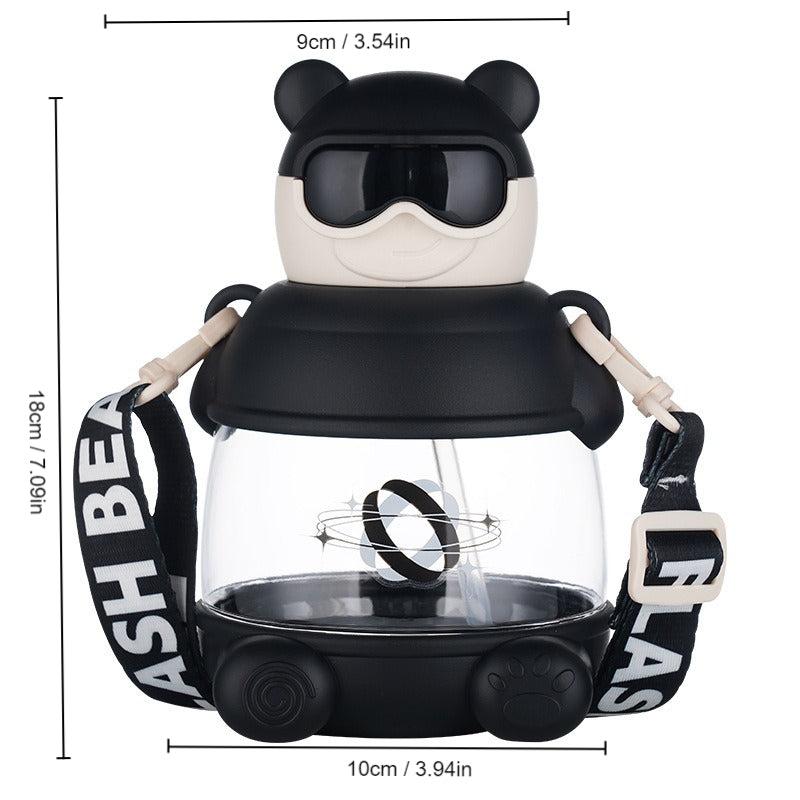 Cartoon Bear Water Bottle with Straw 900ml