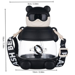 Cartoon Bear Water Bottle with Straw 900ml
