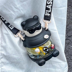 Cartoon Bear Water Bottle with Straw 900ml
