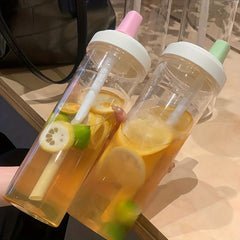 28oz 850ml Transparent Plastic Straw Cup BPA-Free Outdoor Sports Water Bottle
