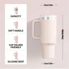 40 oz Tumbler with Handle and Straw Lid, Leakproof Silicone Boot
