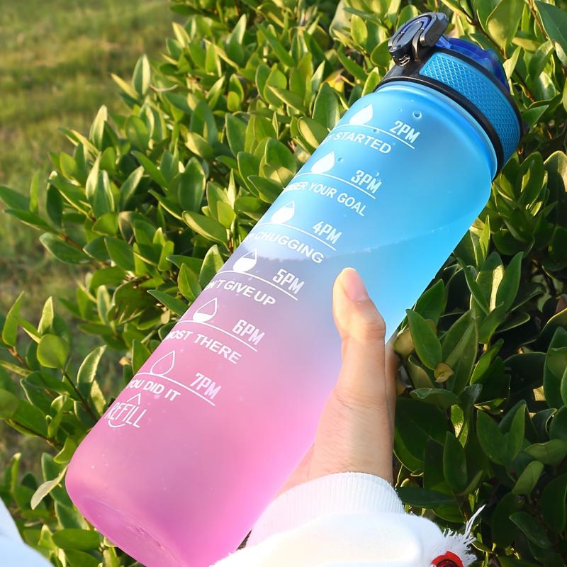 32oz Sports Water Bottle Non Toxic Plastic Fitness Jug With Time Marker