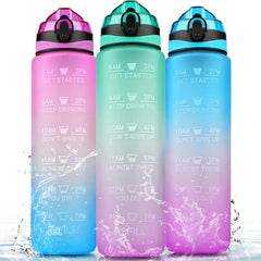32oz Sports Water Bottle Non Toxic Plastic Fitness Jug With Time Marker