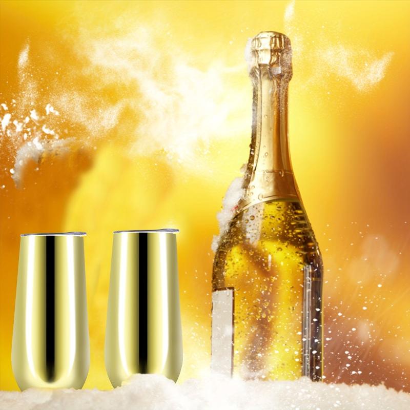 10oz Glossy Wine Tumbler Stainless Steel Insulated Flutes Cup