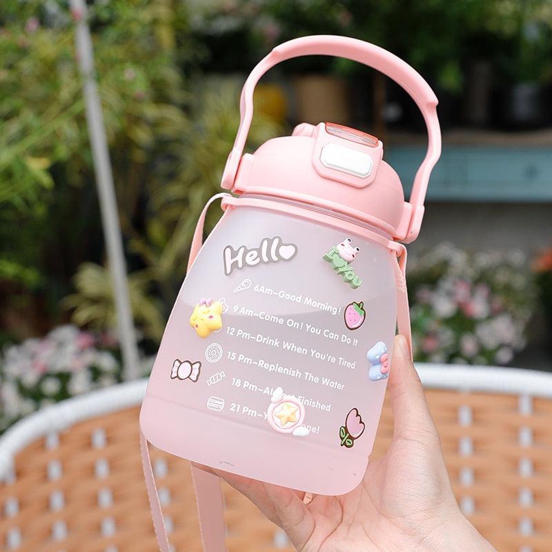 Large Capacity Girl Water Bottle With Sticker - 75OZ