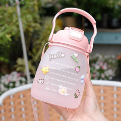Large Capacity Girl Water Bottle With Sticker - 75OZ