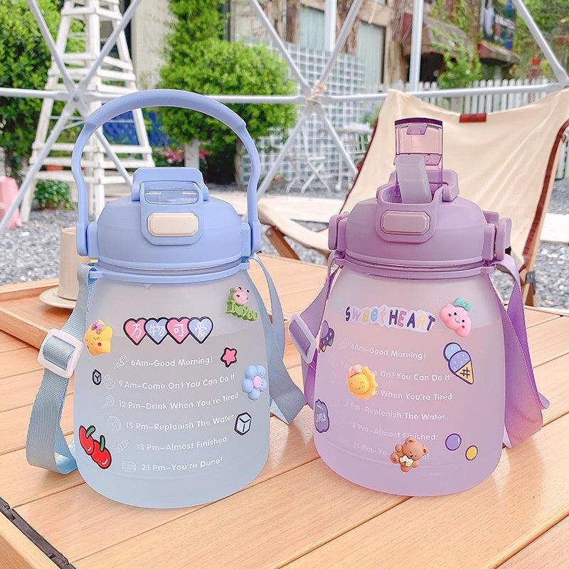 Large Capacity Girl Water Bottle With Sticker - 75OZ