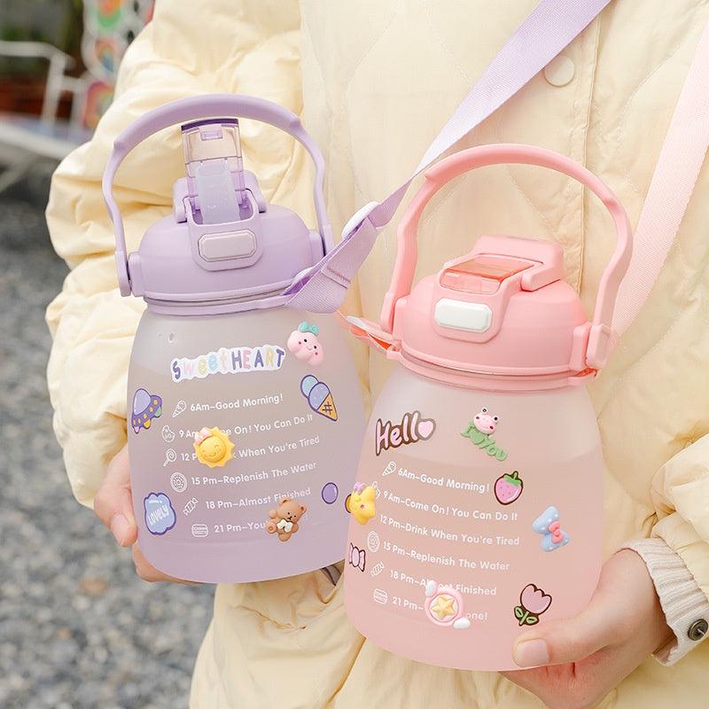 Large Capacity Girl Water Bottle With Sticker - 75OZ