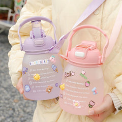 Large Capacity Girl Water Bottle With Sticker - 75OZ