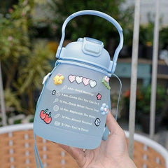 Large Capacity Girl Water Bottle With Sticker - 75OZ