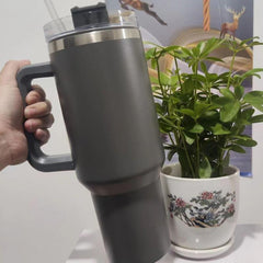 Modern 40 Oz Tumbler With Handle, Straw Lid, Insulated Cup