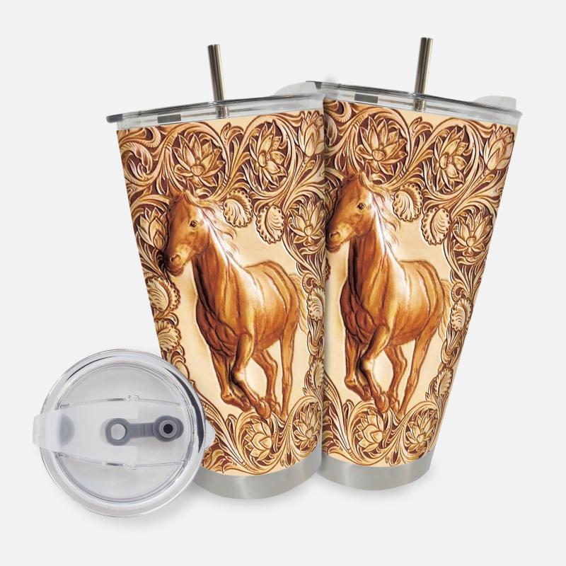 20oz Horse Tumbler Insulated Stainless Steel Car Cup