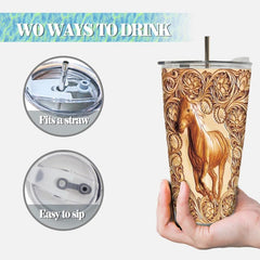 20oz Horse Tumbler Insulated Stainless Steel Car Cup