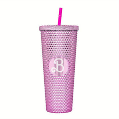 Pink Studded Tumbler Bling Bling Straw Cup with Lid 710ml