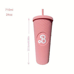 Pink Studded Tumbler Bling Bling Straw Cup with Lid 710ml