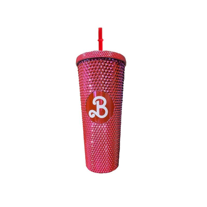 Pink Studded Tumbler Bling Bling Straw Cup with Lid 710ml