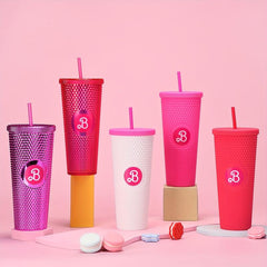 Pink Studded Tumbler Bling Bling Straw Cup with Lid 710ml