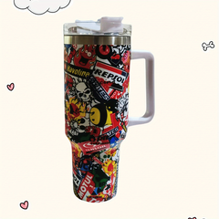 3D Skull Starry Sky Tumbler 40oz Stainless Steel Insulated Water Bottle