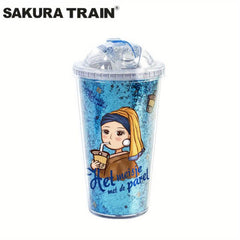 16oz Insulated Tumbler Cartoon Girl Renaissance Leak proof BPA