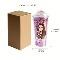 16oz Insulated Tumbler Cartoon Girl Renaissance Leak proof BPA