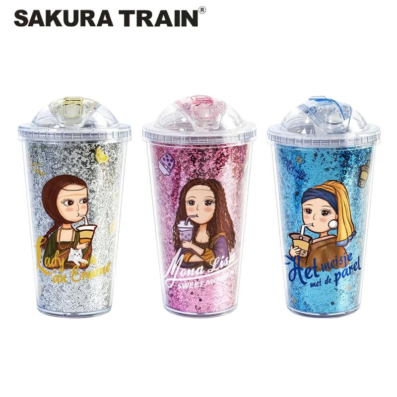 16oz Insulated Tumbler Cartoon Girl Renaissance Leak proof BPA