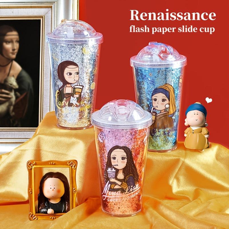 16oz Insulated Tumbler Cartoon Girl Renaissance Leak proof BPA