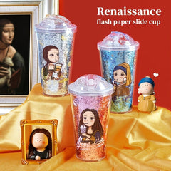 16oz Insulated Tumbler Cartoon Girl Renaissance Leak proof BPA