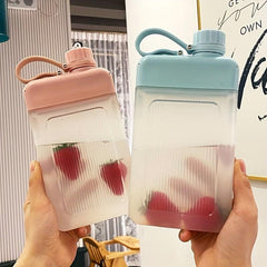 Flat Portable Travel Mug 13oz BPA A5 Water Bottle Slim Cold Flask