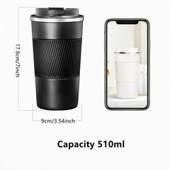 Stainless Steel Coffee Cup 510ml Portable Vacuum Cups Coffee Mugs Leather Sleeve
