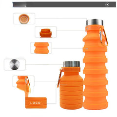 550ml Silicone Folding Water Bottle Running Fitness Portable Water Cup