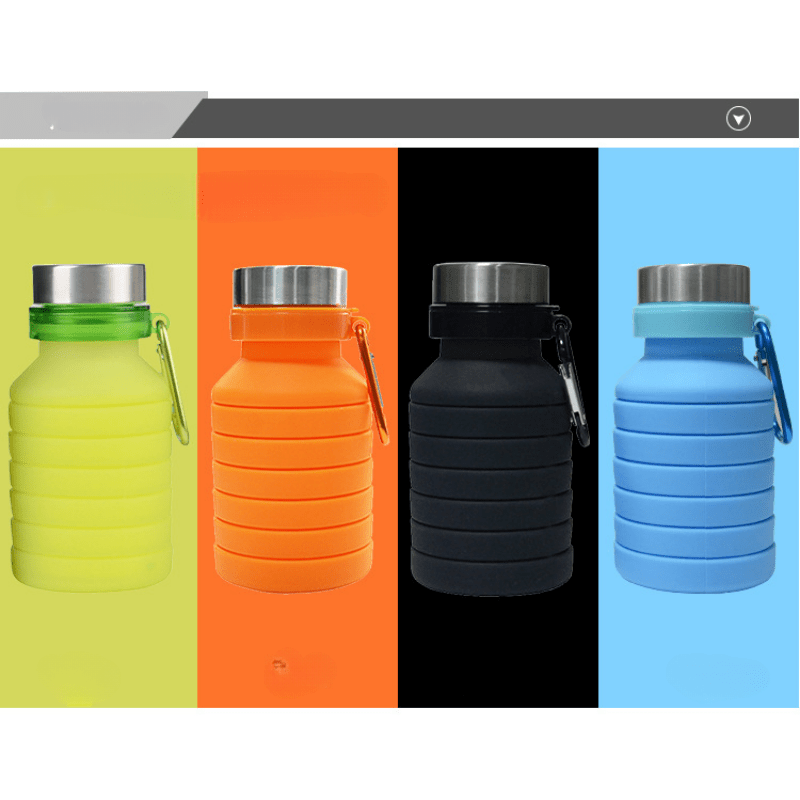 550ml Silicone Folding Water Bottle Running Fitness Portable Water Cup