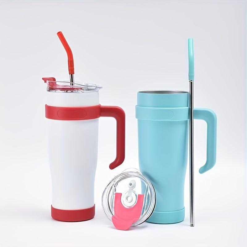 40oz Stainless Steel Water Tumbler With Lid & Straw - Heavy Duty Thermal Coffee